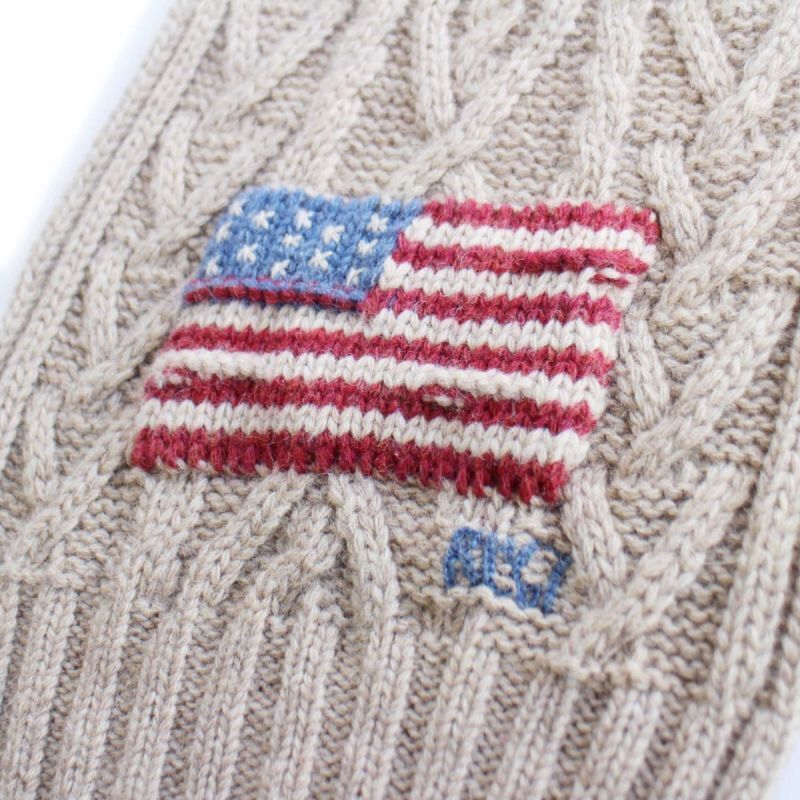 ポロ ラルフローレン 星条旗 ケーブル編み ラムウールニット マフラー