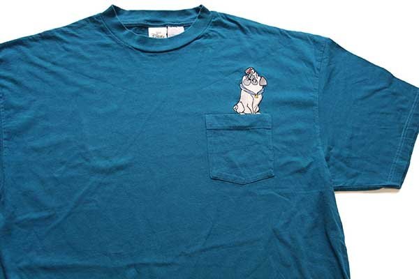 90s Disneyディズニー ポカホンタス パーシー 刺繍 コットン ポケットT