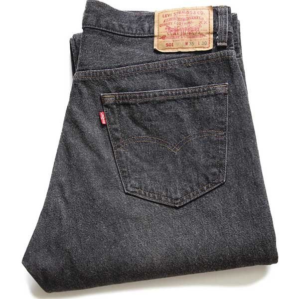 90s USA製 Levi'sリーバイス 501 先染め ブラック デニムパンツ w35