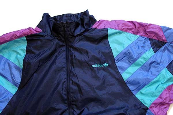 90s adidasアディダス トレフォイル ロゴ刺繍 マルチカラー 切り替え