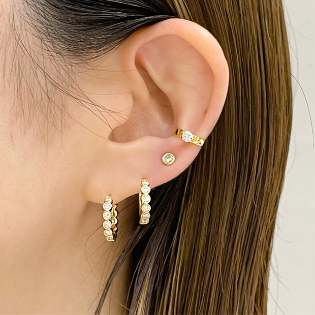 SJX W】LAB-GROWN DIAMOND (SYNTHETIC DIAMOND)CLICK HOOP PIERCED