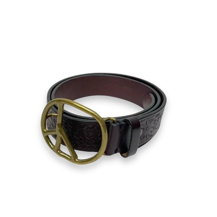 34] Needles Peace Buckle Embossed Leather Belt – StylisticsJapan.com