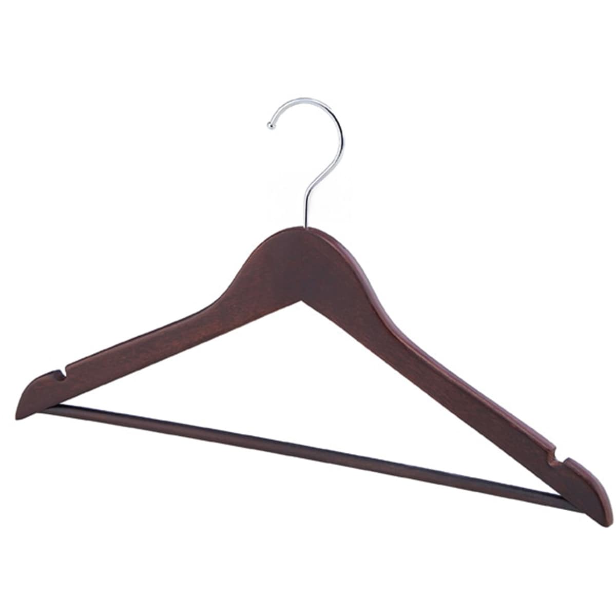 100本】木製ハンガー ブラウン平型バー付き〔ストエキオリジナル〕