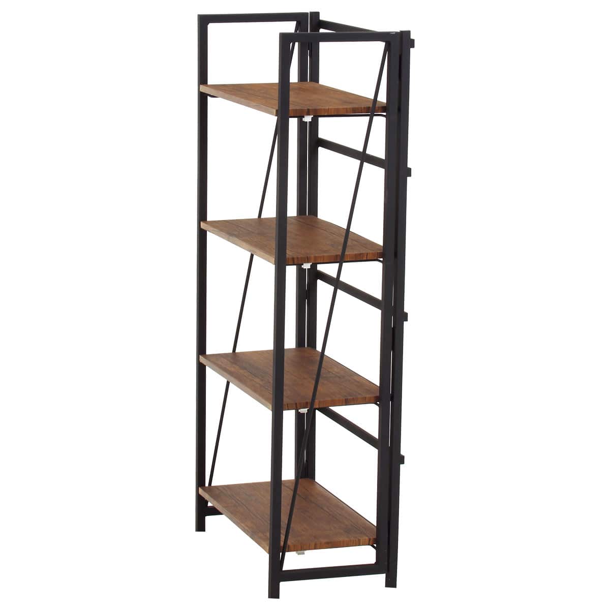 折りたたみシェルフラックブラウン 4段