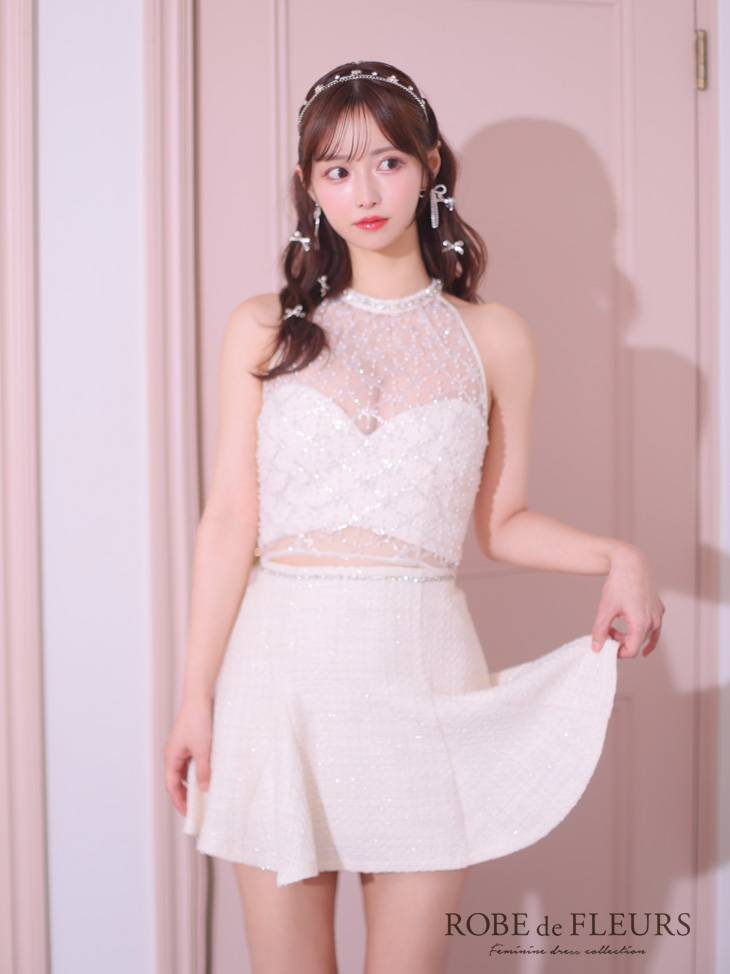 XSサイズあり【ROBE de FLEURS/ローブドフルール】パールスパンコール