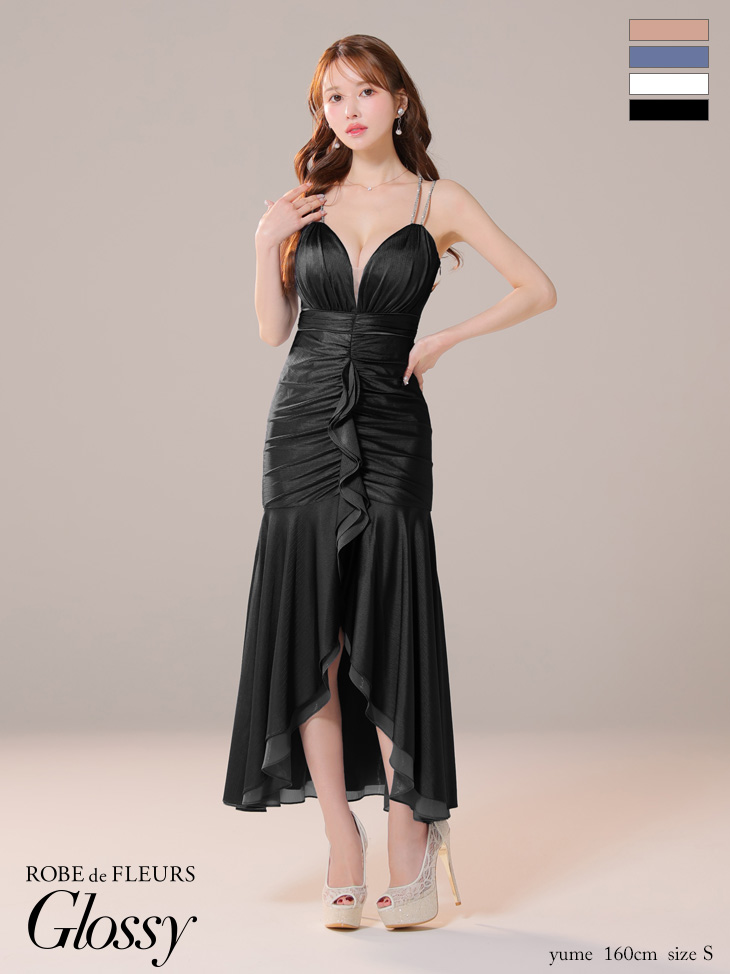 XSサイズあり【Glossy/グロッシー】サテン/ フレア/ キャミ/ ロング