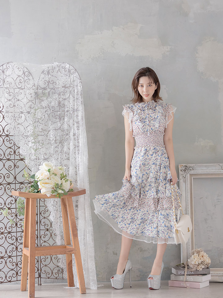 ERUKEI エルケイ】花柄/フリル/ マキシ丈/ワンピース/ミニドレス