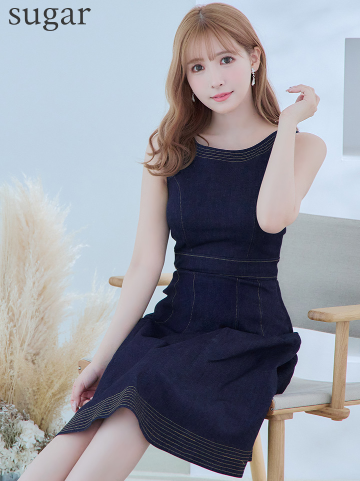 VELIQUE/ヴェリーク】デニム生地/ ノースリーブ/ ステッチ/ タック