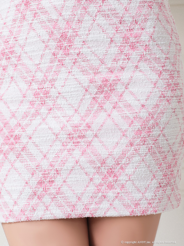 an/アン】チェック柄/ ストレッチツイード/ フロントボタン/ 半袖/ 袖