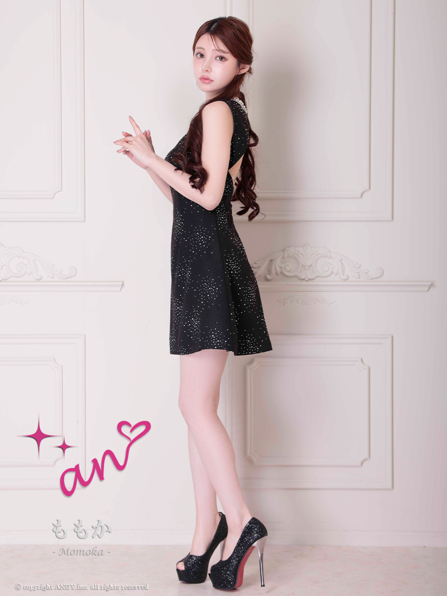 XSサイズあり【an /アン】ラインストーン/ フロントジップ/ バイカラー