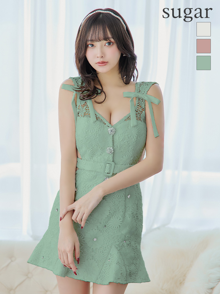 XSサイズあり【ROBE de FLEURS/ローブドフルール】肩リボン/ 総レース