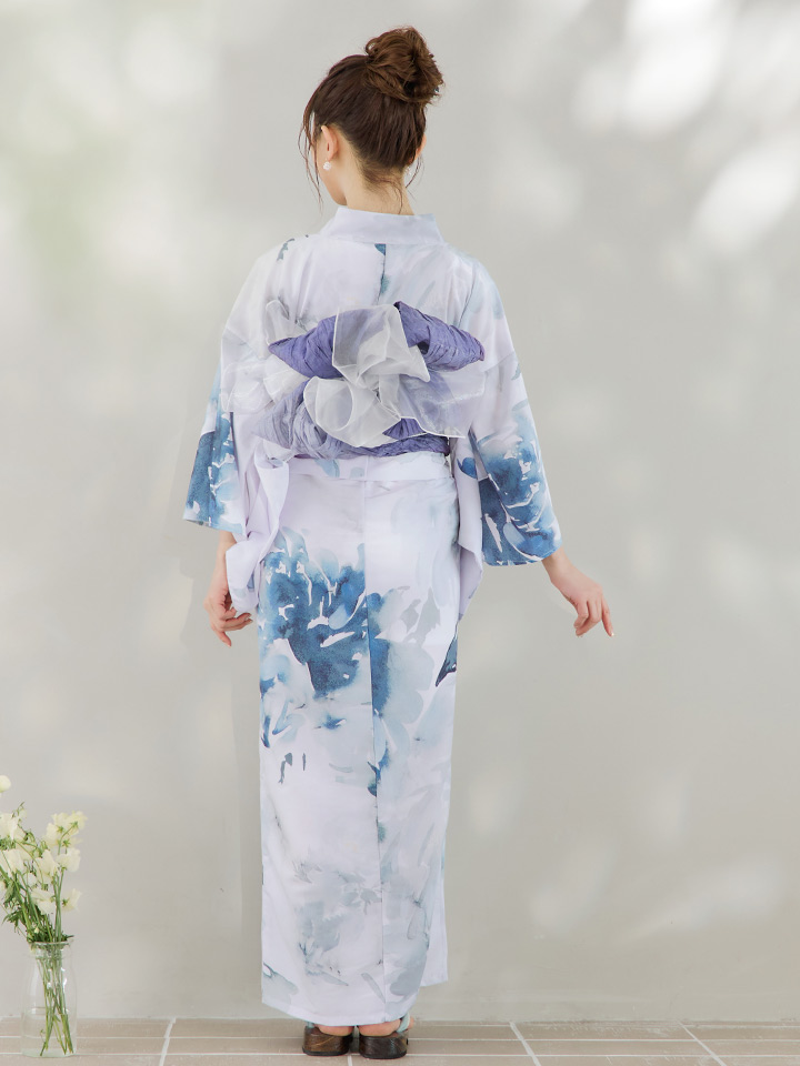 即日発送】グラデーションブルーグリーン浴衣【浴衣3点セット 浴衣/帯