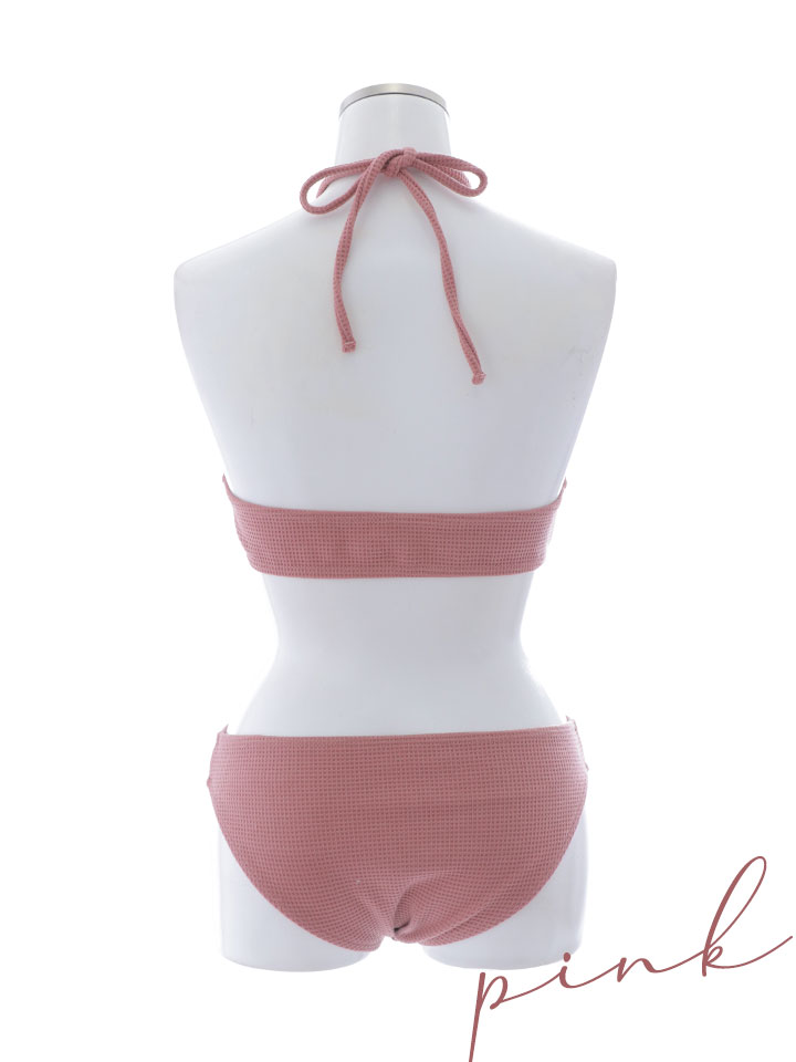 ビキニ】【水着】ホルターネックリブシンプルビキニ 2点セット[FB01