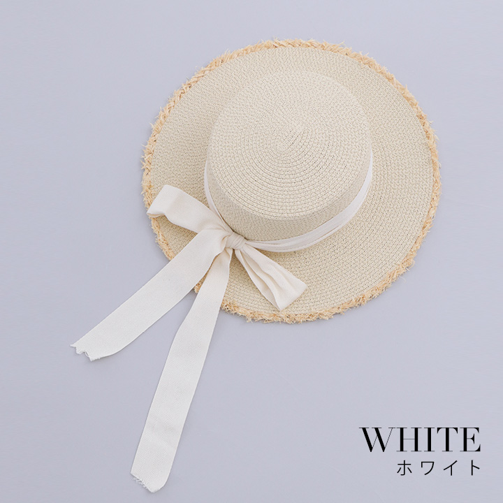 即日発送】【浴衣小物：麦わら帽子】リボン付きストローハット[OF04