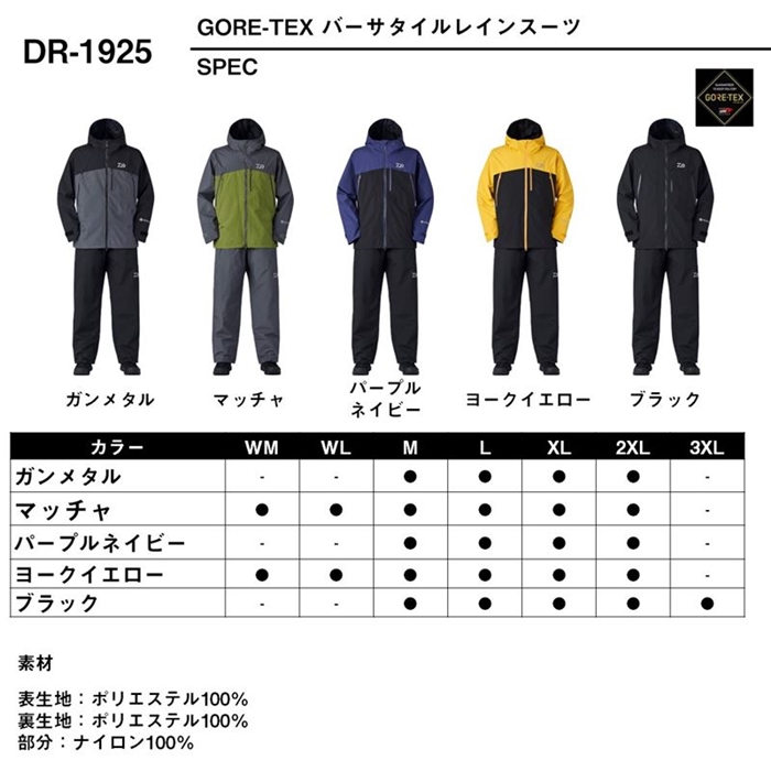ダイワ DR-1925 ゴアテックス バーサタイルレインスーツ XL マッチャ