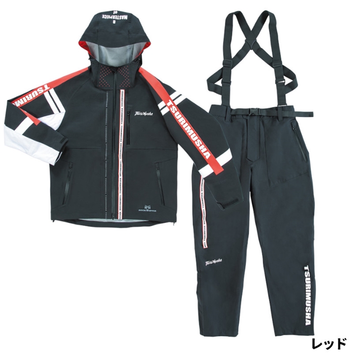 釣武者/MST テクニカルアーム 3レイヤーレインスーツ M レッド - 釣具