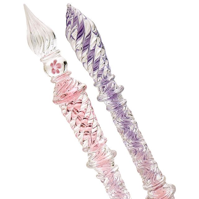 ガラス工房 LUC ガラスペン 【透線】水中花 ピンク/パープル | ペンハウス