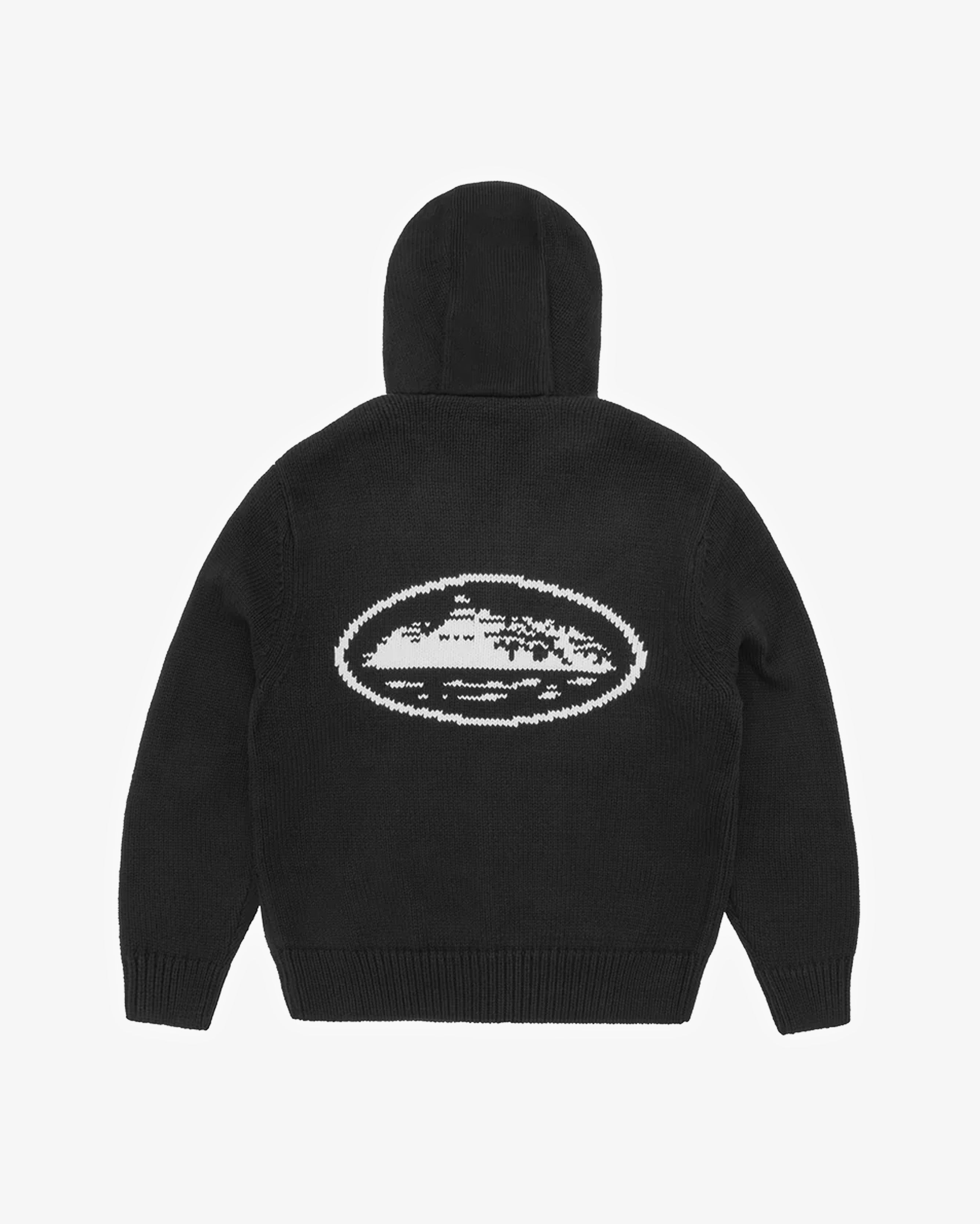 Corteiz Alcatraz Heavy Knit Zip-Up Hoodie Black - Prior | Auckland,