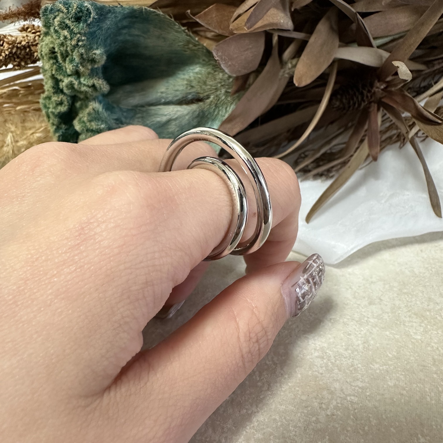 楽天市場】リング 指輪 13号 レイヤード風 立体的 2連風 シンプル