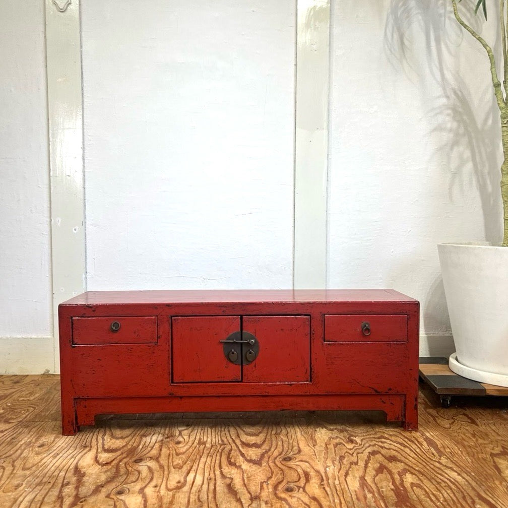 李朝家具 サイドボード キャビネット 朝鮮王朝 中古 朱色 和室 和風
