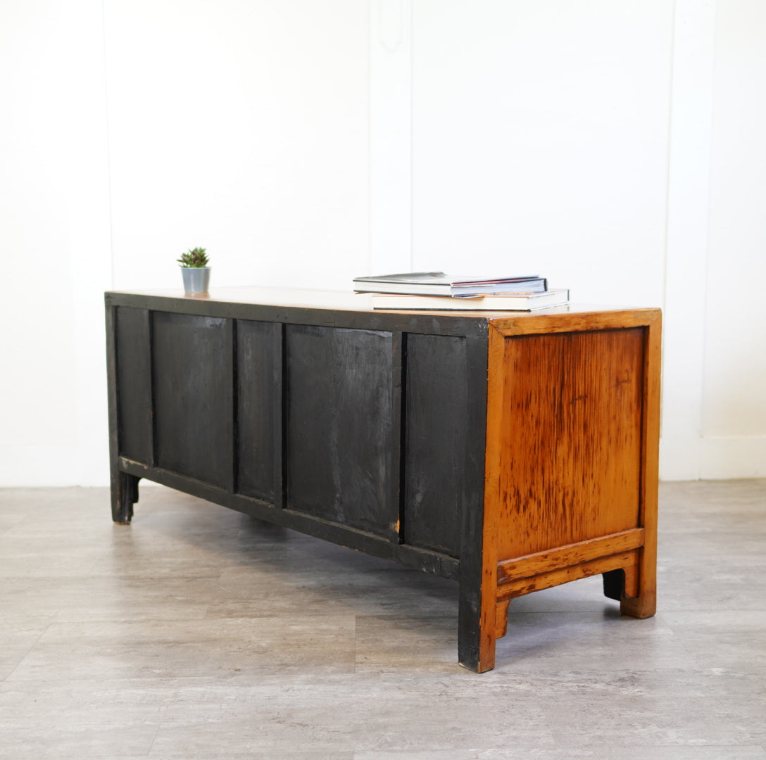 李朝風飾り棚 アンティークサイドボード ローボード キャビネット 中古