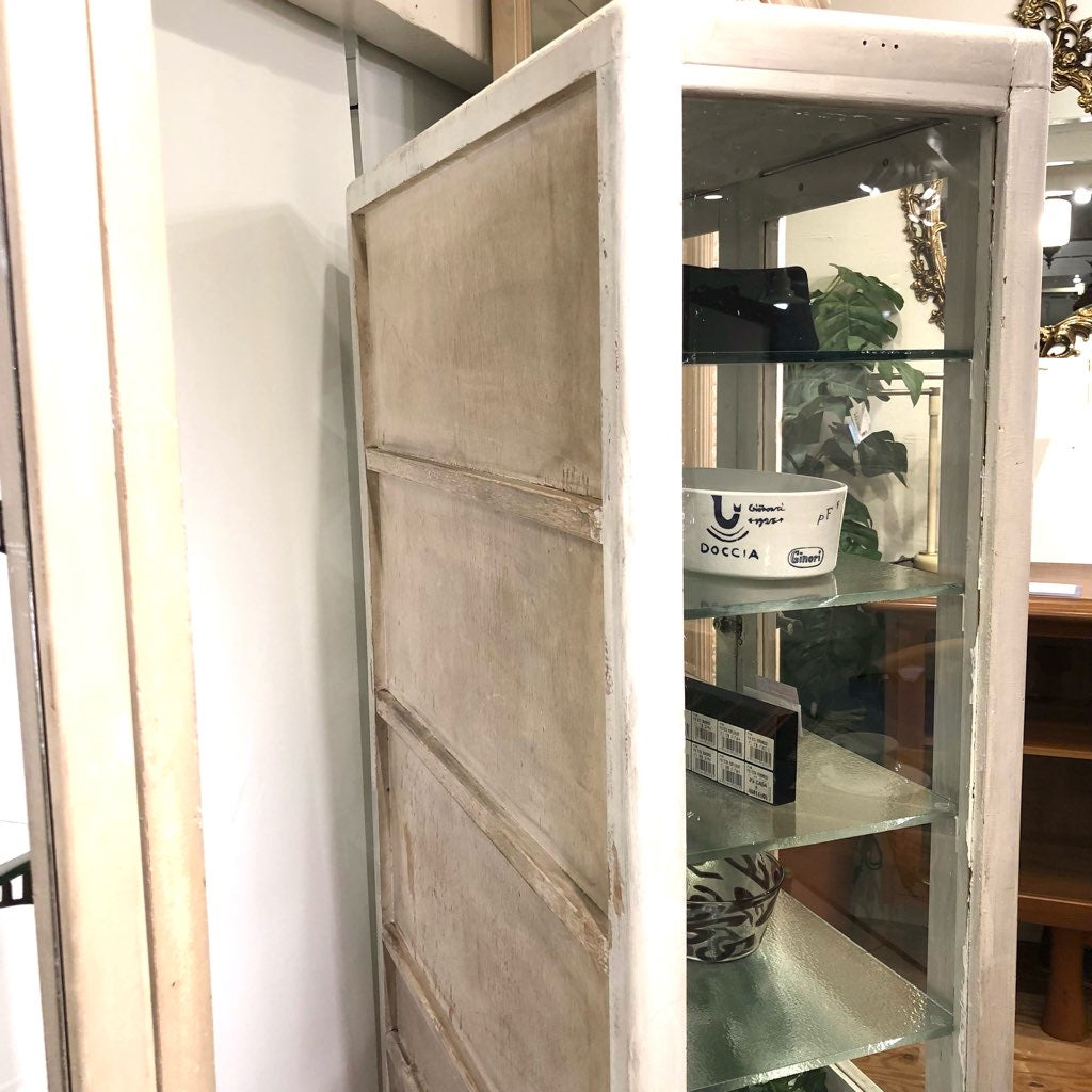 ケビント キャビネット アンティーク レトロ 医療棚 ガラス ホワイト