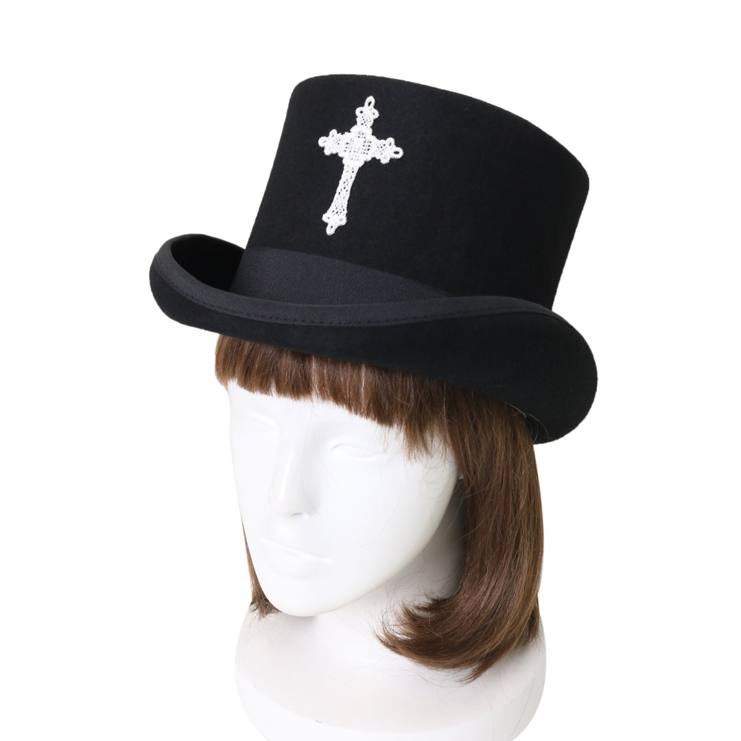USED】【Mサイズ/店舗限定】十字架ワッペンシルクハット(黒×白) | Moi