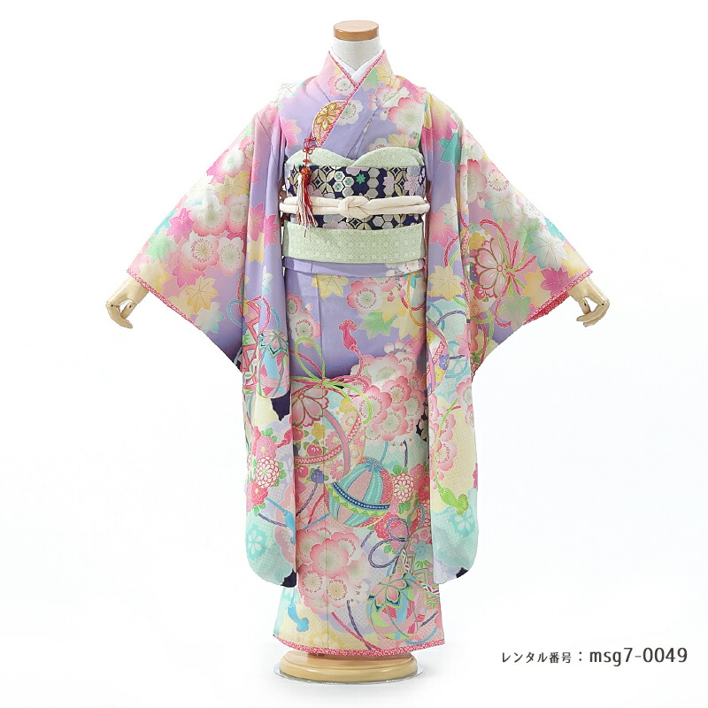 乙葉】パステルグラデ×黒帯?愛らしさ全開コーデ｜着物レンタルマイセレクト