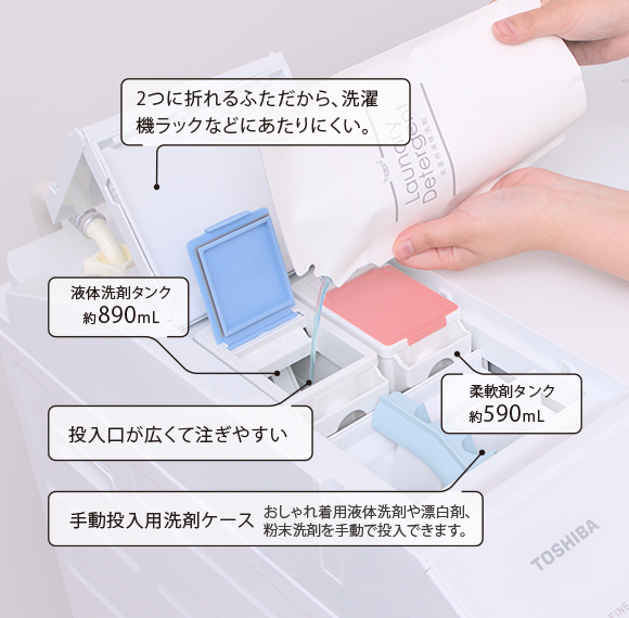 液体洗剤・柔軟剤 自動投入（TW-127XH5、TW-127XM5） | 商品特長
