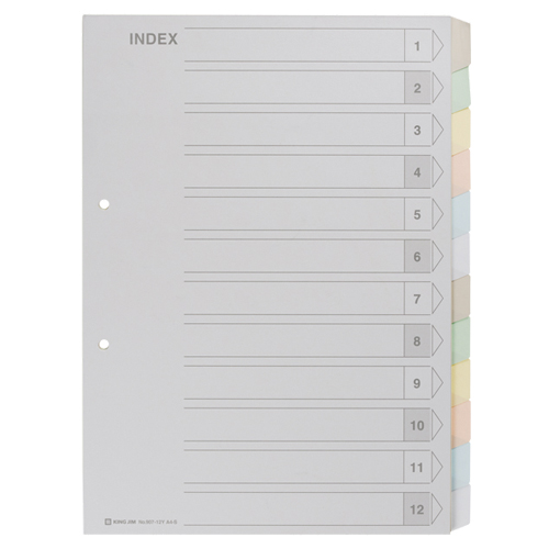 たのめーる】キングジム カラーインデックス A4タテ 2穴 6色12山+扉紙