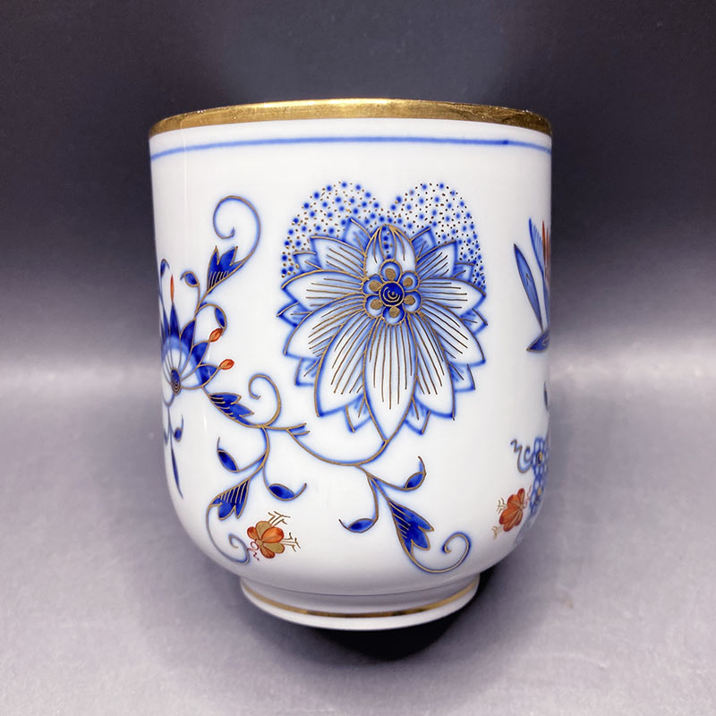 マイセン（Meissen） ブルーオニオン レッド＆ゴールド 夫婦蓋付湯呑