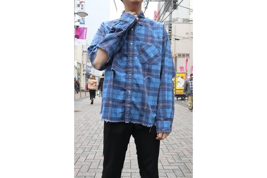 UNUSED／アンユーズド】よりダメージ加工チェックネルシャツが入荷致し