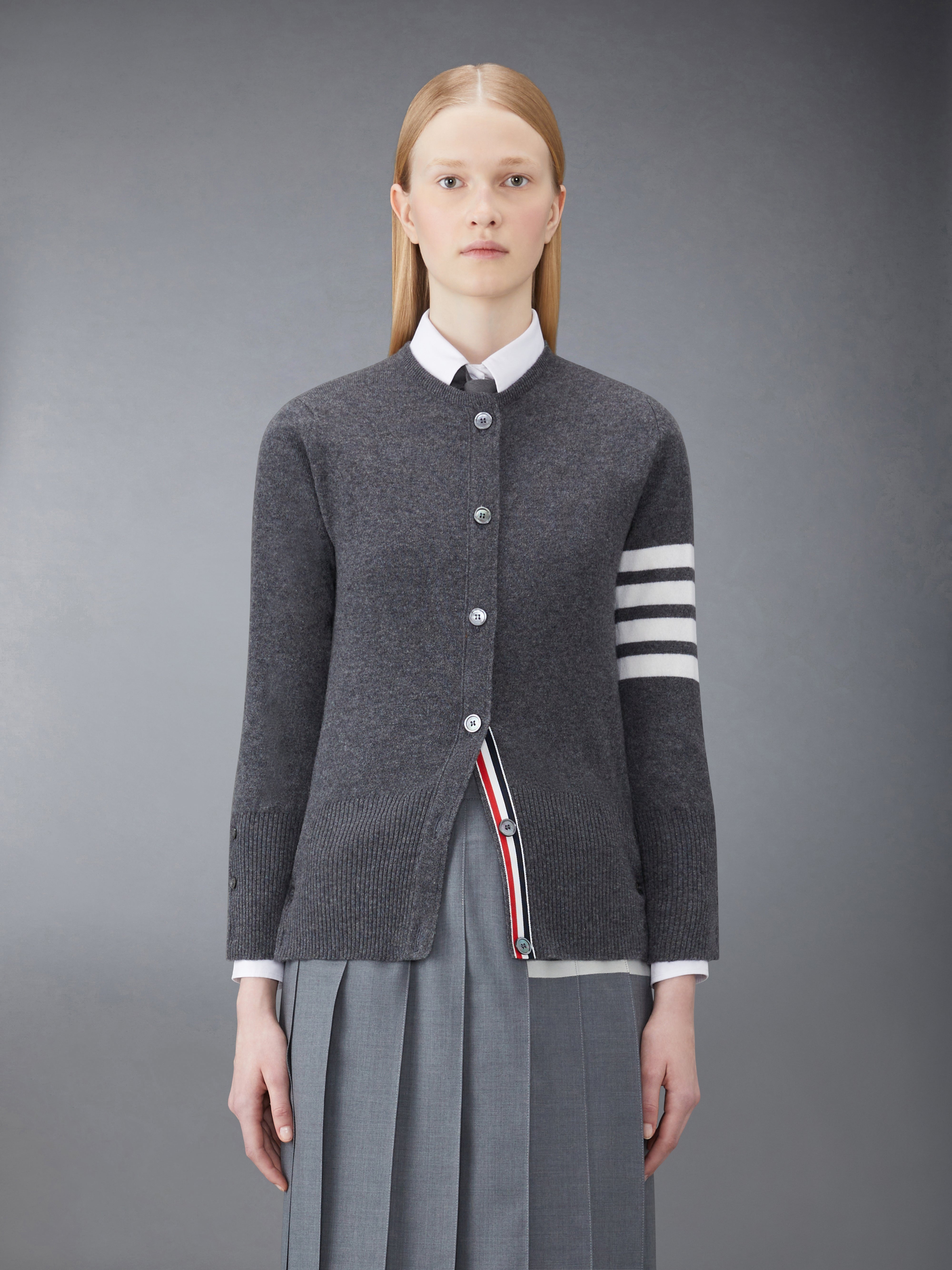 Classic Cashmere 4 Bar Crew Neck Cardigan | Thom Browne