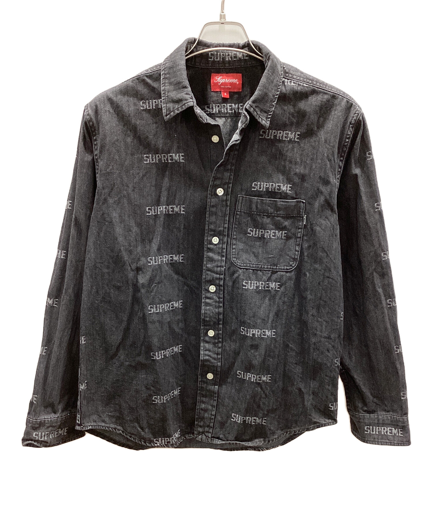 中古・古着通販】Supreme (シュプリーム) ブラックロゴデニムシャツ