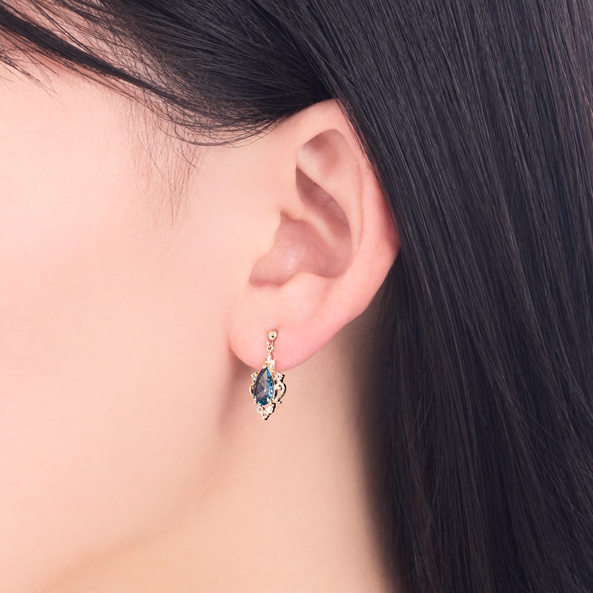 K10イエローゴールドロンドンブルートパーズピアス(RPE350-003