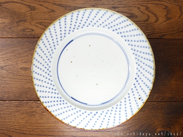 砥部焼 中田窯 7寸リム皿 ドット | 内田屋通販
