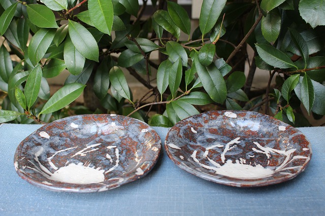 岐阜県土岐市の中垣連次さんの鼠志野蟹絵5寸皿 うつわ家膳｜人気作家