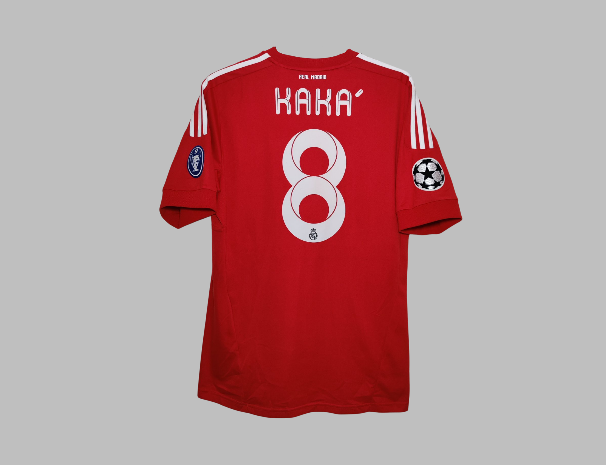 REAL MADRID 2011 2012 KAKA 8 AWAY SHIRT RED UCL (Excellent) L