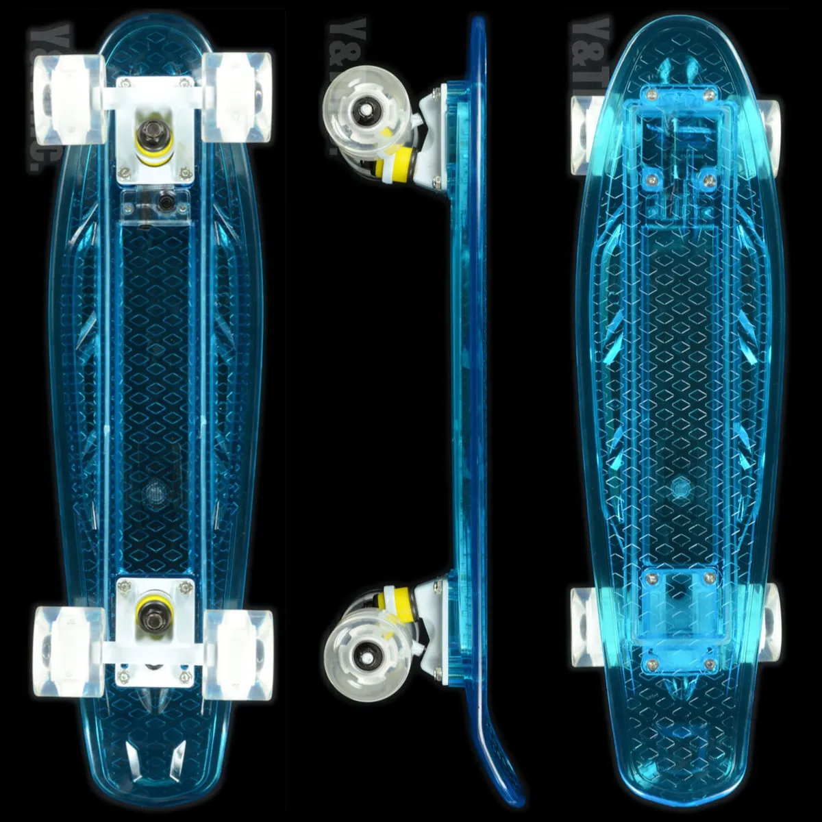 LEDミニクルーザークリアブルー・LED・スケートボード・エクストリーム