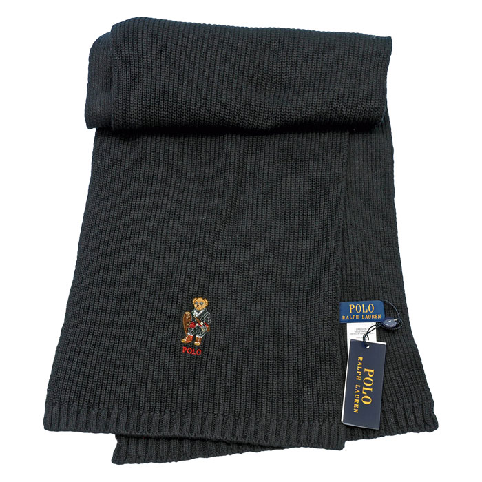 POLO ラルフローレンポロベア マフラーブラック キャップ、マフラ