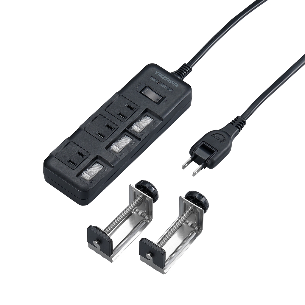 雷サージ付延長コード・タップ3個口1m白｜YAZAWA CORPORATION