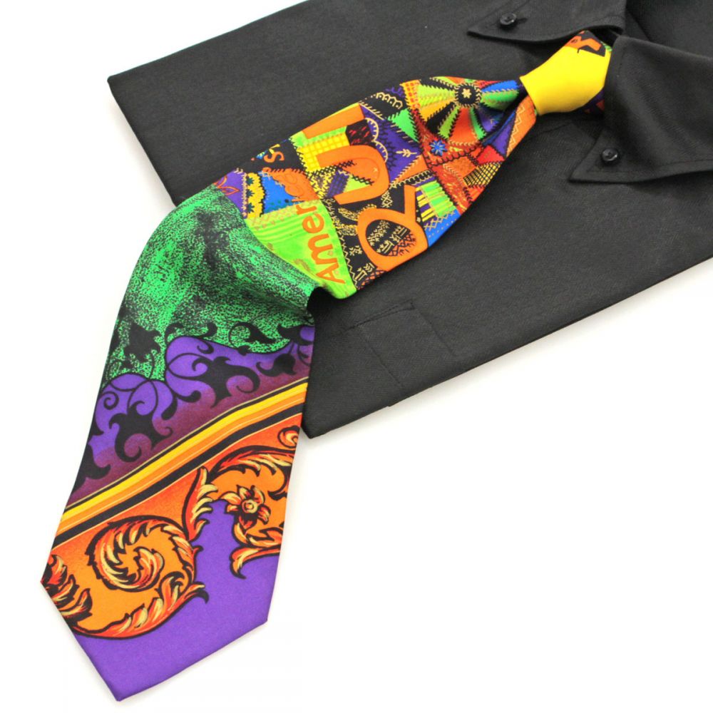 ジャンニヴェルサーチ イタリア製ネクタイ カラフル 奇抜な総柄 シルク