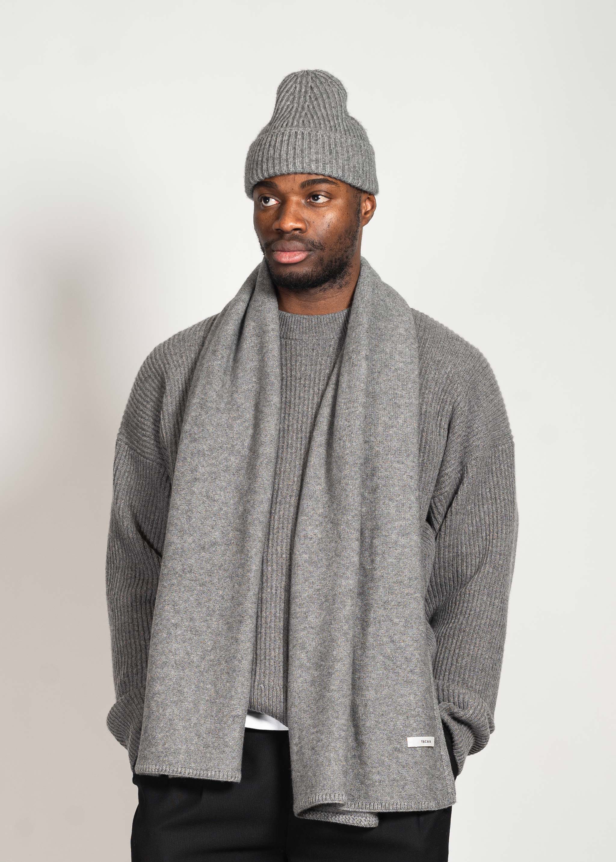 Yacaia Y-0012 – Grey Cashmere Wool Scarf (Unisex)