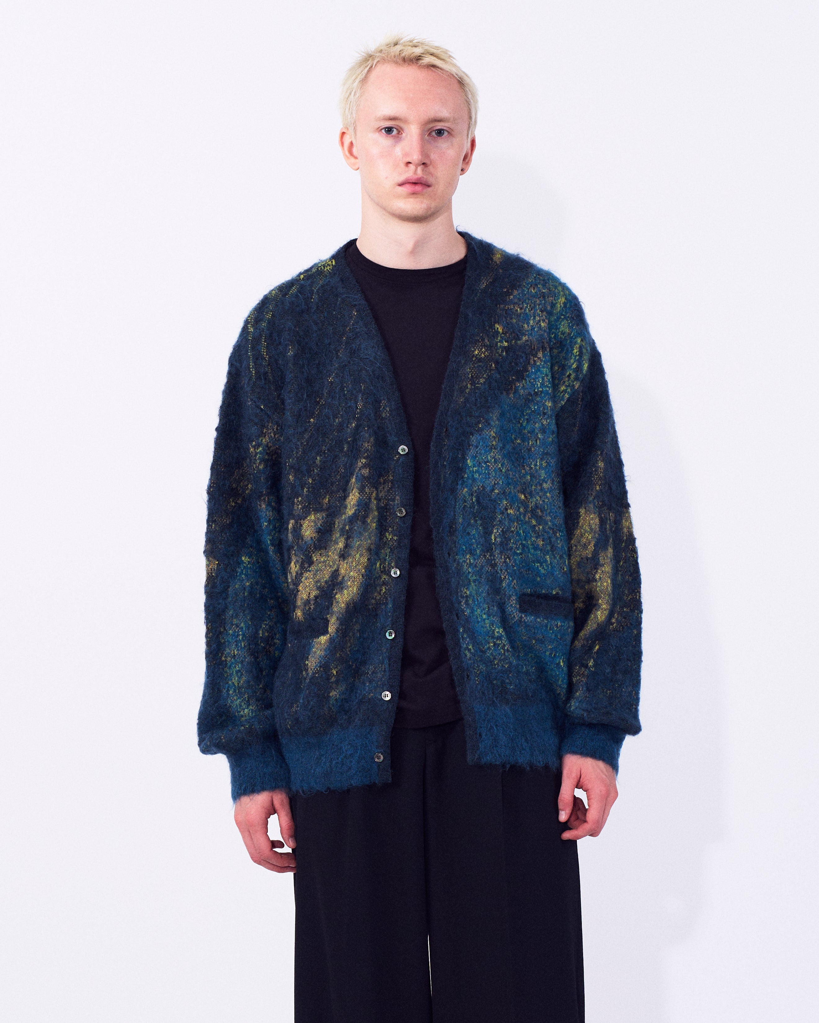 Abstract Jaquard Mohair Cardigan | YOKE Official Website