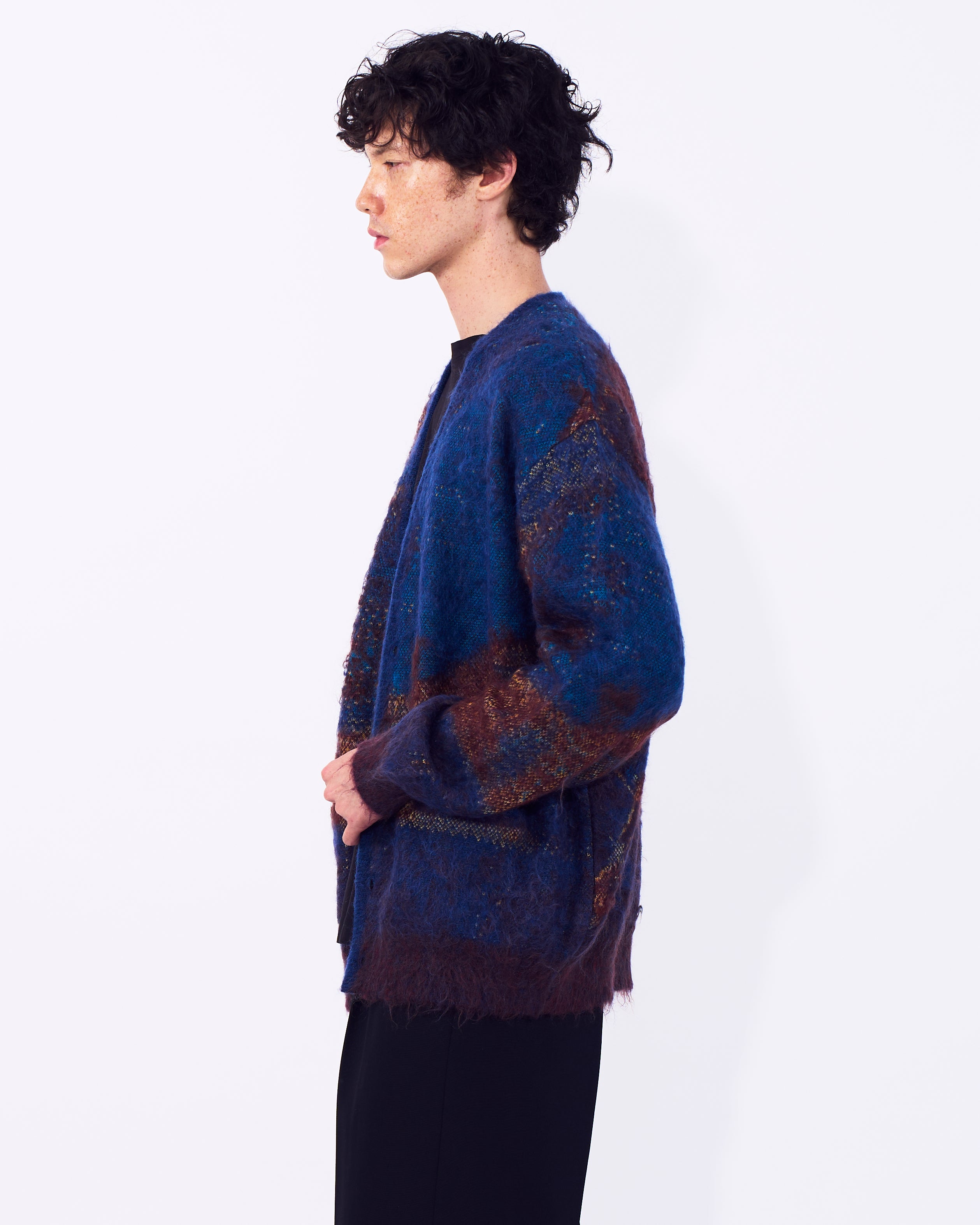 Abstract Jaquard Mohair Cardigan | YOKE Official Website