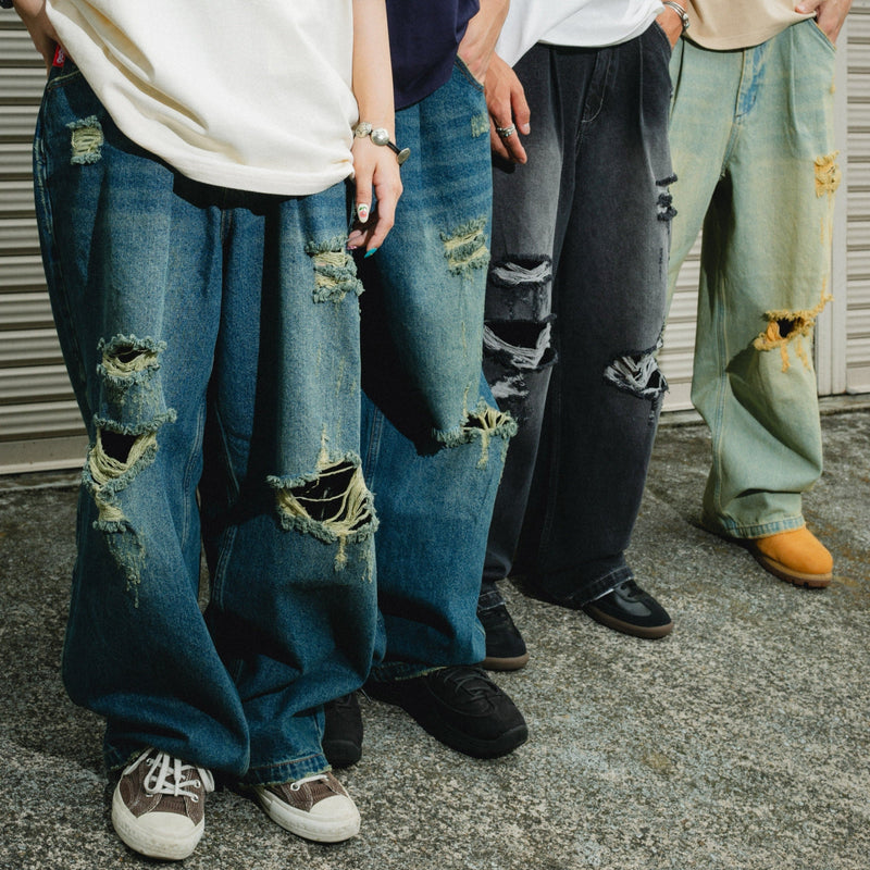 9090 × Wudge Boy Damage Denim Pants – YZ