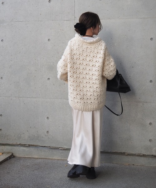 カーディガン double zip crochet knit cardigan /ダブルジップ