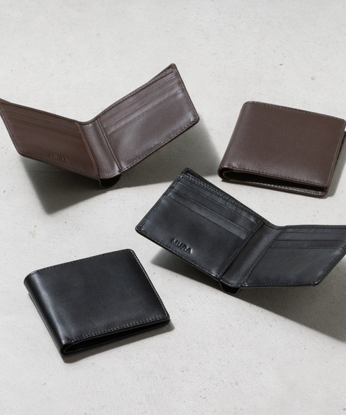 MURA（ムラ） マネークリップ やぎ革レザー 隠しポケット付 スリム 二