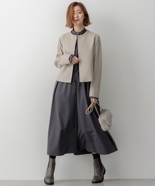 ジャケット ノーカラージャケット ラムレザー レディース : ZOZOTOWN