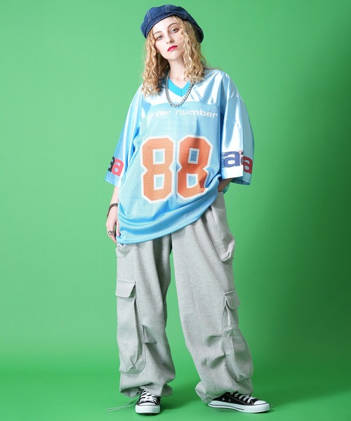 tシャツ a.p.o.v. コンビメッシュナンバリングフットボールシャツ